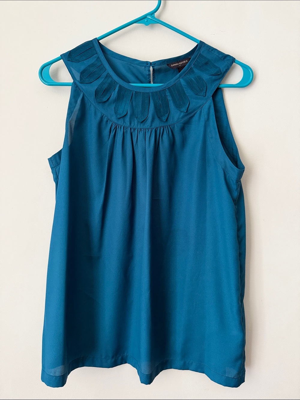Banana Republic Deep Teal Petal-Neck Sleeveless Blouse